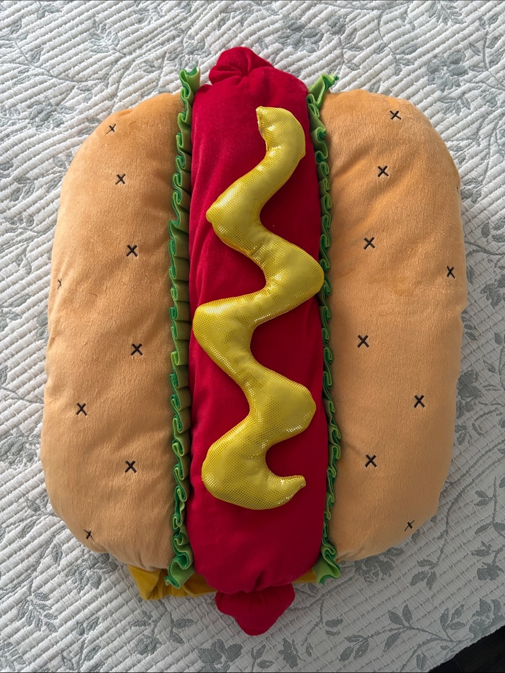 Hot Dog Doggy Costume — Red, Yellow, and Tan